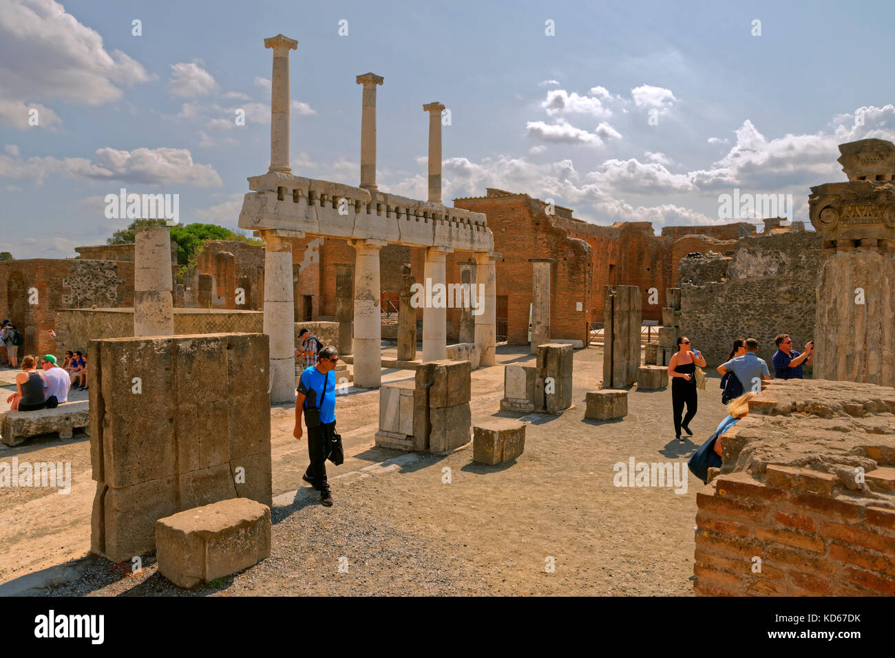Arcadian way with doric columns at the Forum in the ruined Roman city of Pompeii at Pompei Scavi near Naples, Italy. Stock Photo