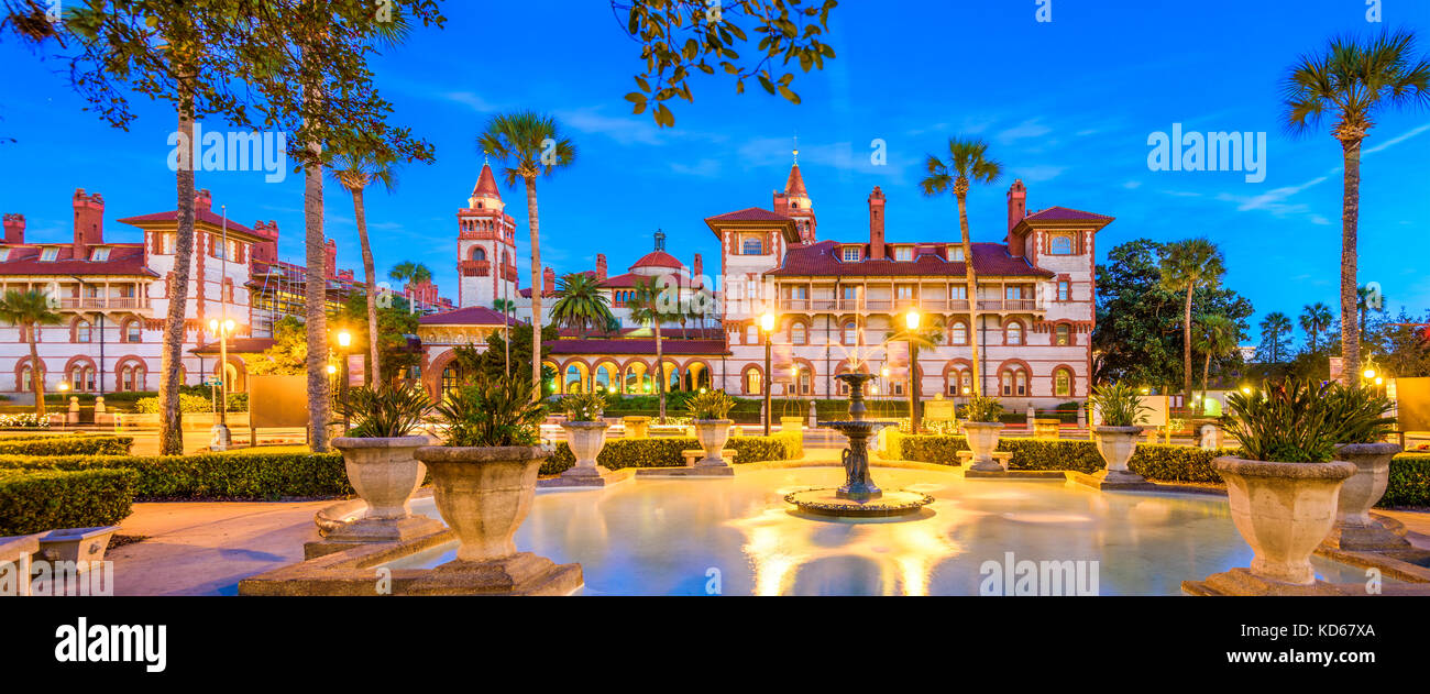 St. Augustine, Florida, USA panorama at twilight. Stock Photo