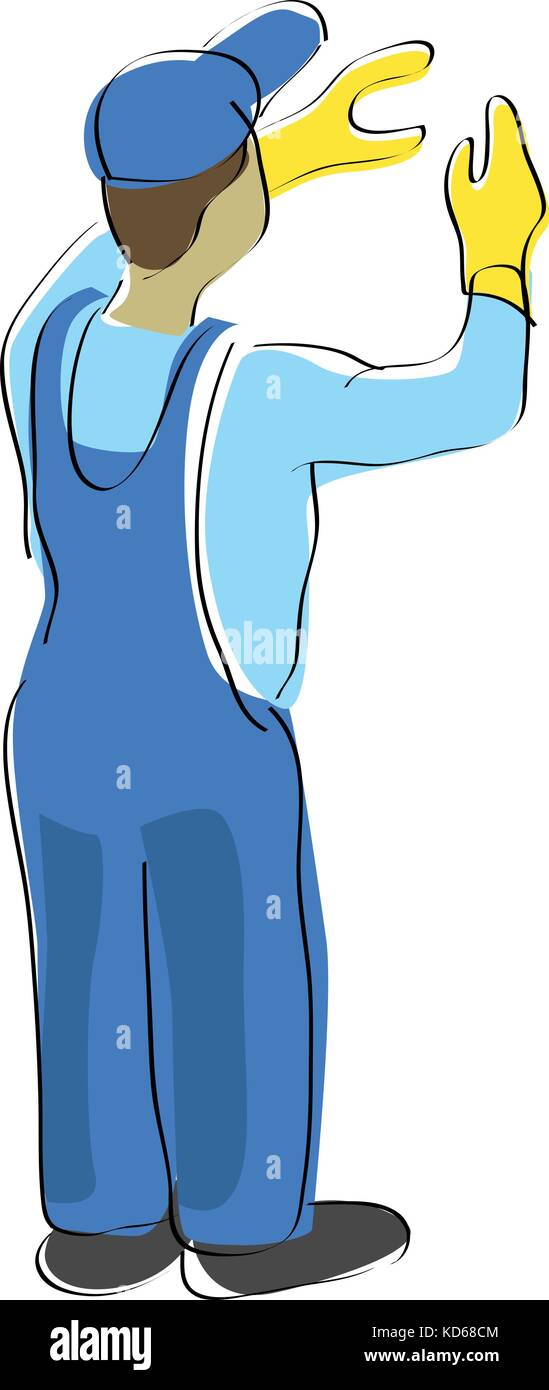 Cleaner in rubber gloves Stock Vector Images - Alamy