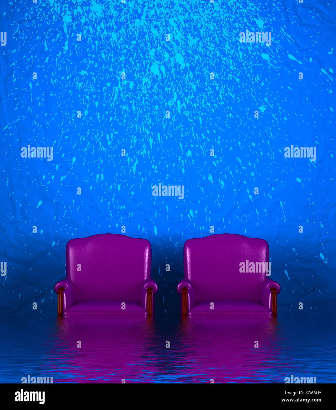 Two chairs near blue wall Stock Photo Alamy