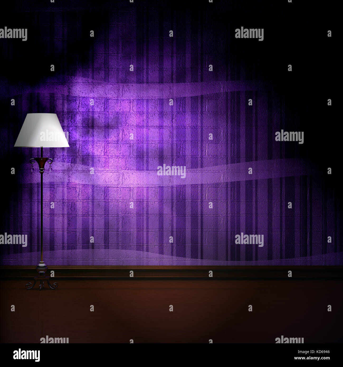 Standard lamp in dark scary minimalist interior Stock Photo - Alamy