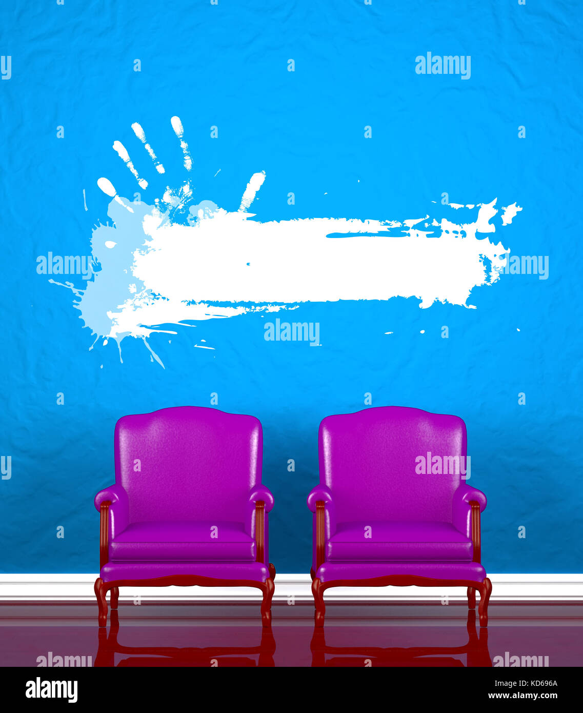 Two chairs near blue wall Stock Photo Alamy