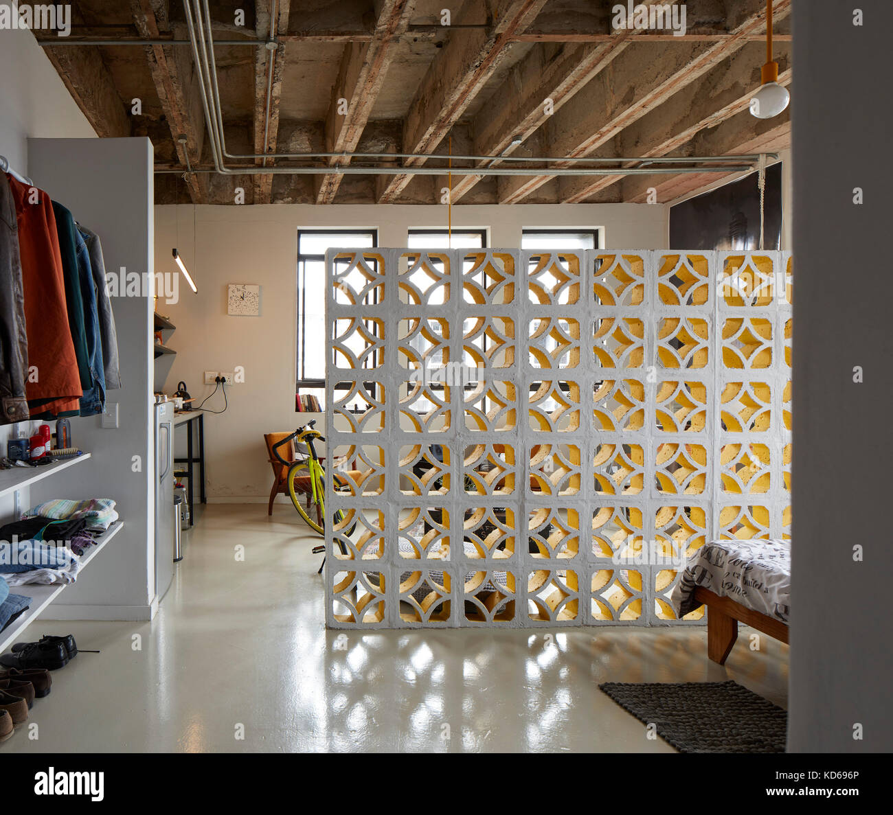 Interior of studio flat. Pixley House, Durban, South Africa. Architect
