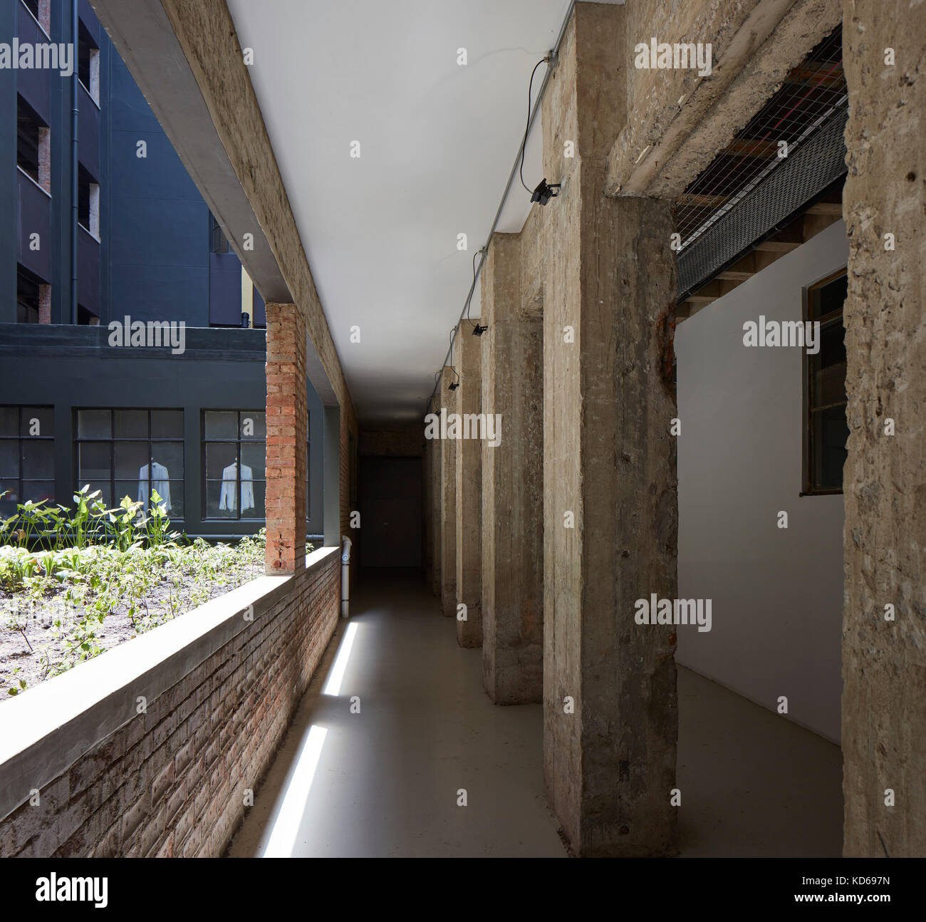 Corridor along lightwellcourtyard. Pixley House, Durban, South Africa