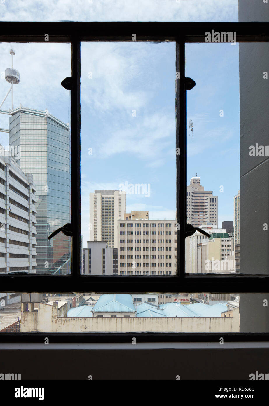Window view through. Pixley House, Durban, South Africa. Architect