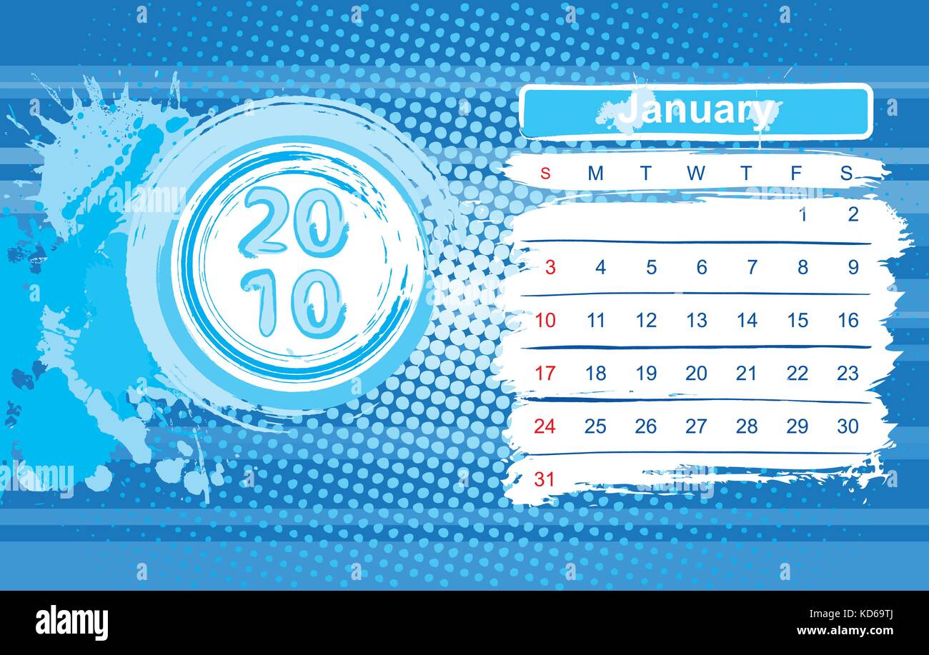Template of january 2010 Stock Vector