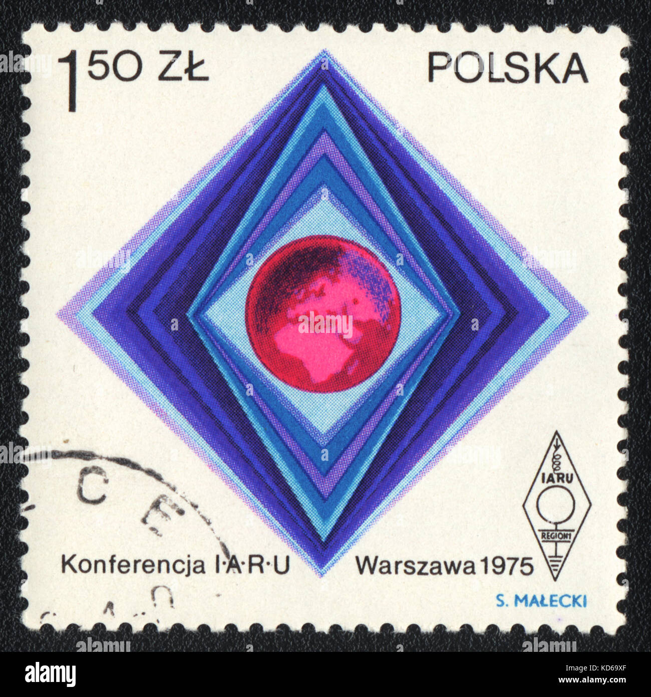 A postage stamp printed in POLAND shows  International Amateur Radio Union,  circa 1975 Stock Photo