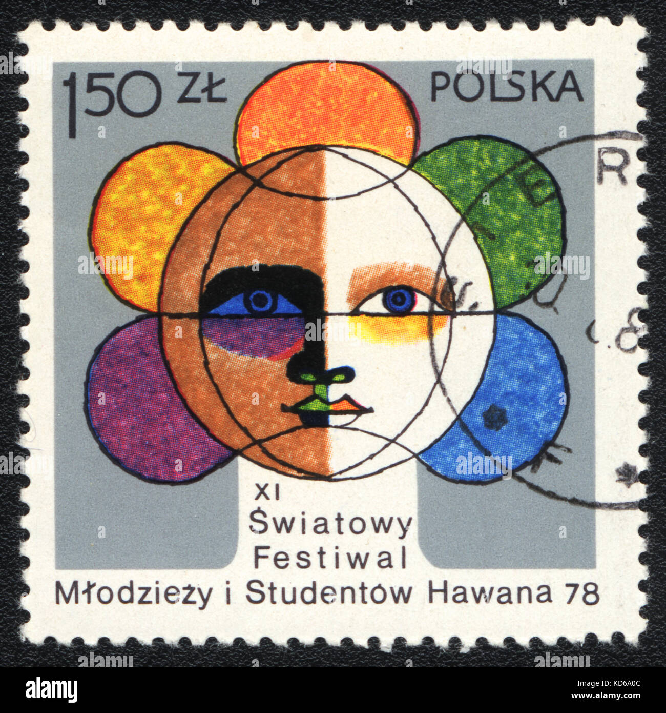 A postage stamp printed in POLAND shows XI International Festival of Youth and Students in Havana, circa 1978 Stock Photo