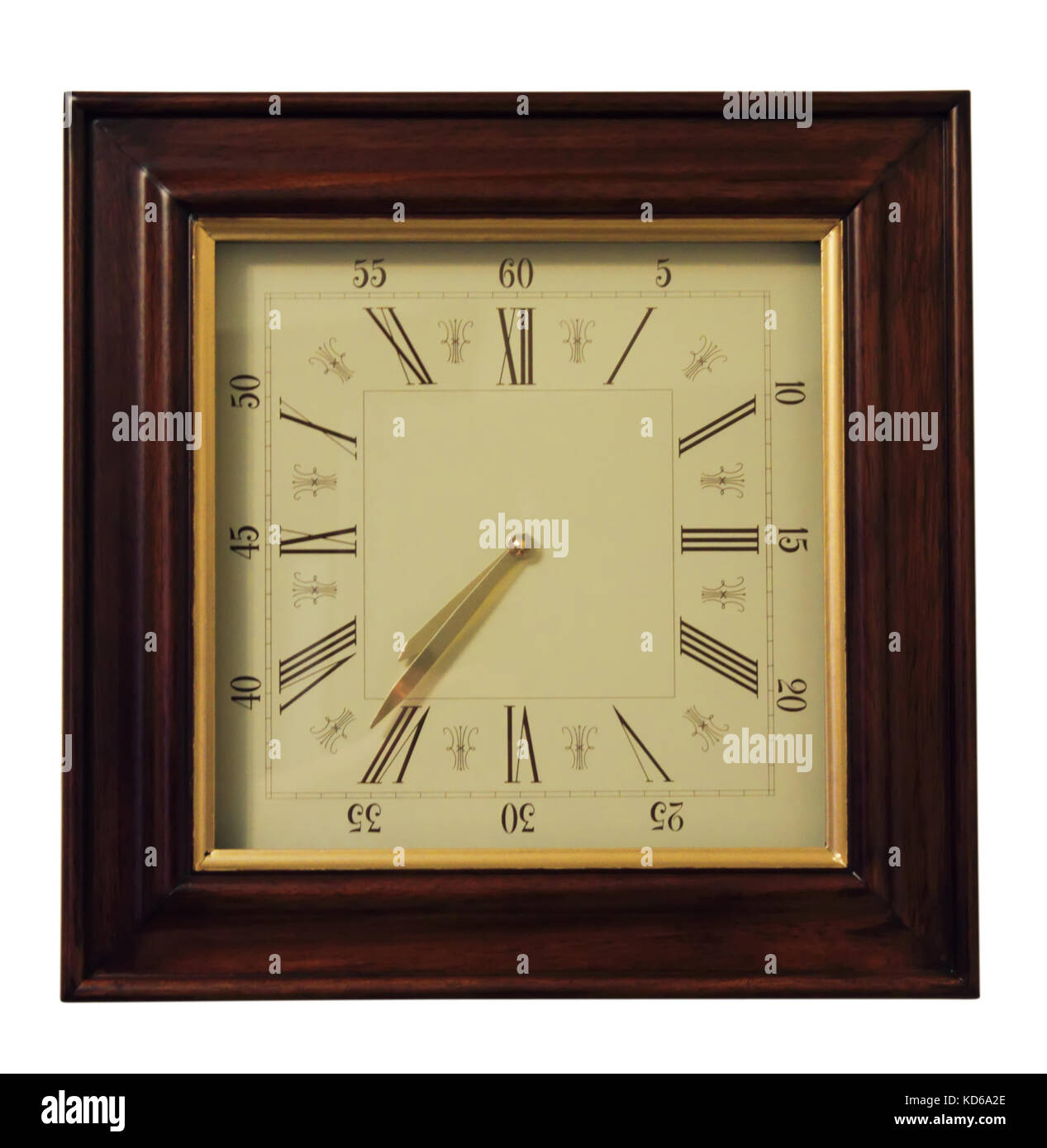 wooden clasical wall clock isolated on a white Stock Photo - Alamy