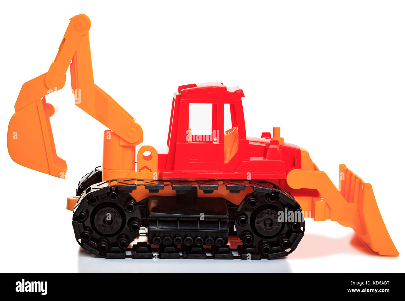 Toy bulldozer isolated on white background Stock Photo - Alamy
