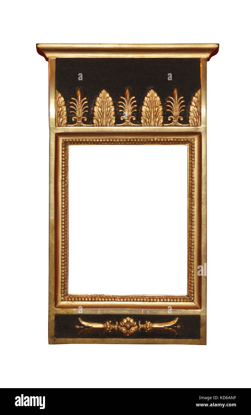 Rectangle antique wooden frame isolated on white background Stock Photo
