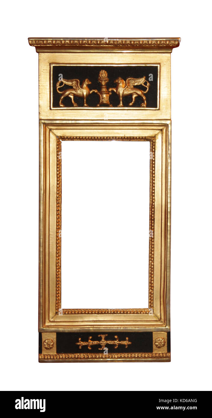 Rectangle antique wooden frame isolated on white background Stock Photo