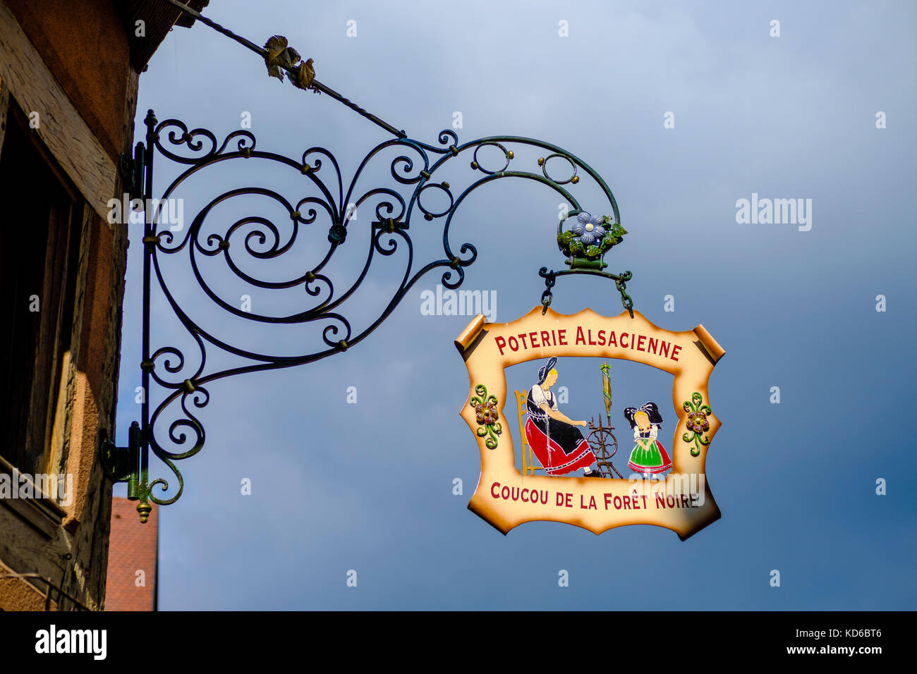 Artful guild sign at a half-timbered house in the historical town Stock ...