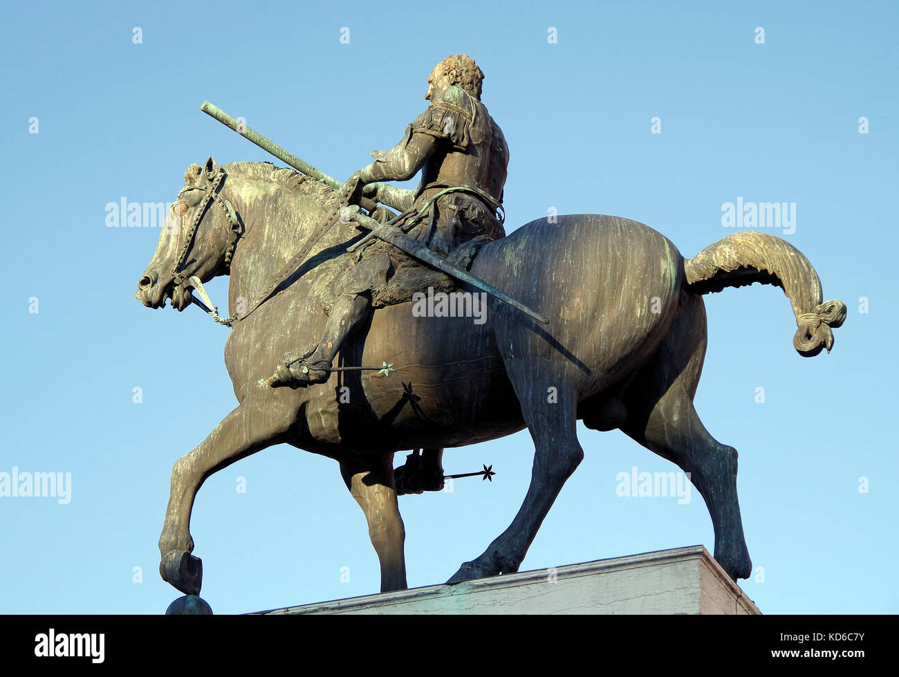 Equestrian statue of Gattamala, by Donatella outside the Basilica of St Anthony, in Padua, Italy Stock Photo