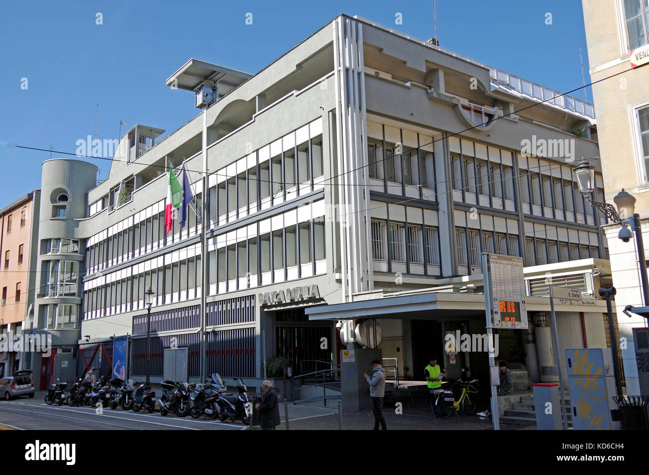 Banca d’Italia building in Riviera Tito Livio, Padua Italy, a large building in an ancient city centre, but sensitively designed, Stock Photo