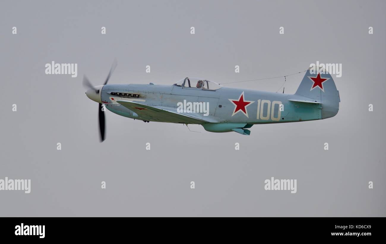 Yakovlev Yak-3m is a 1990s replica of a World War II Russian fighter Stock Photo