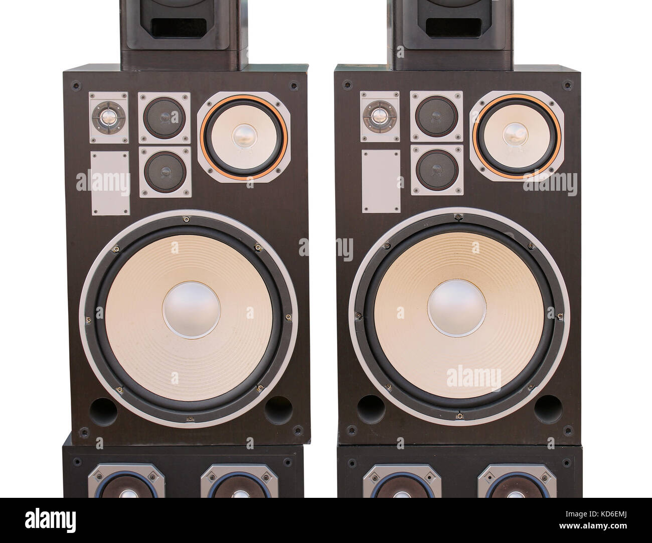 Professional audio equipment speakers isolated on white Stock Photo