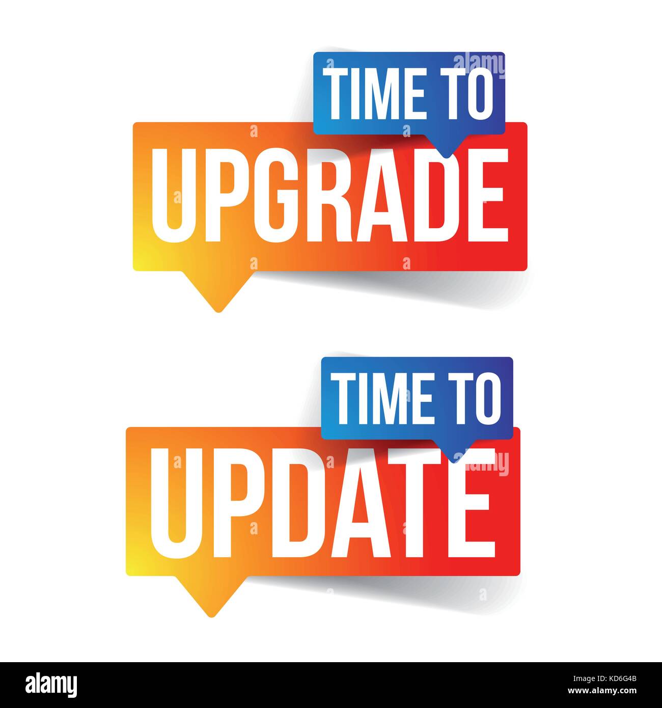 Time to upgrade update sign label Stock Vector