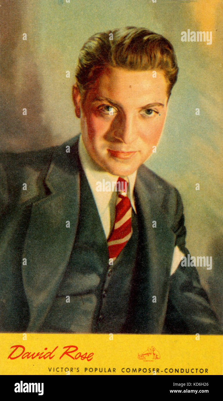 David Rose portrait on RCA card. British-born American composer (1910-1990). Stock Photo