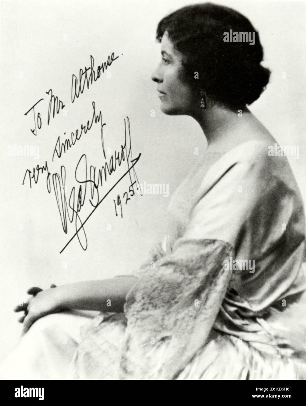 Olga Samaroff-Stokowski, American pianist. Signed portrait, 1925