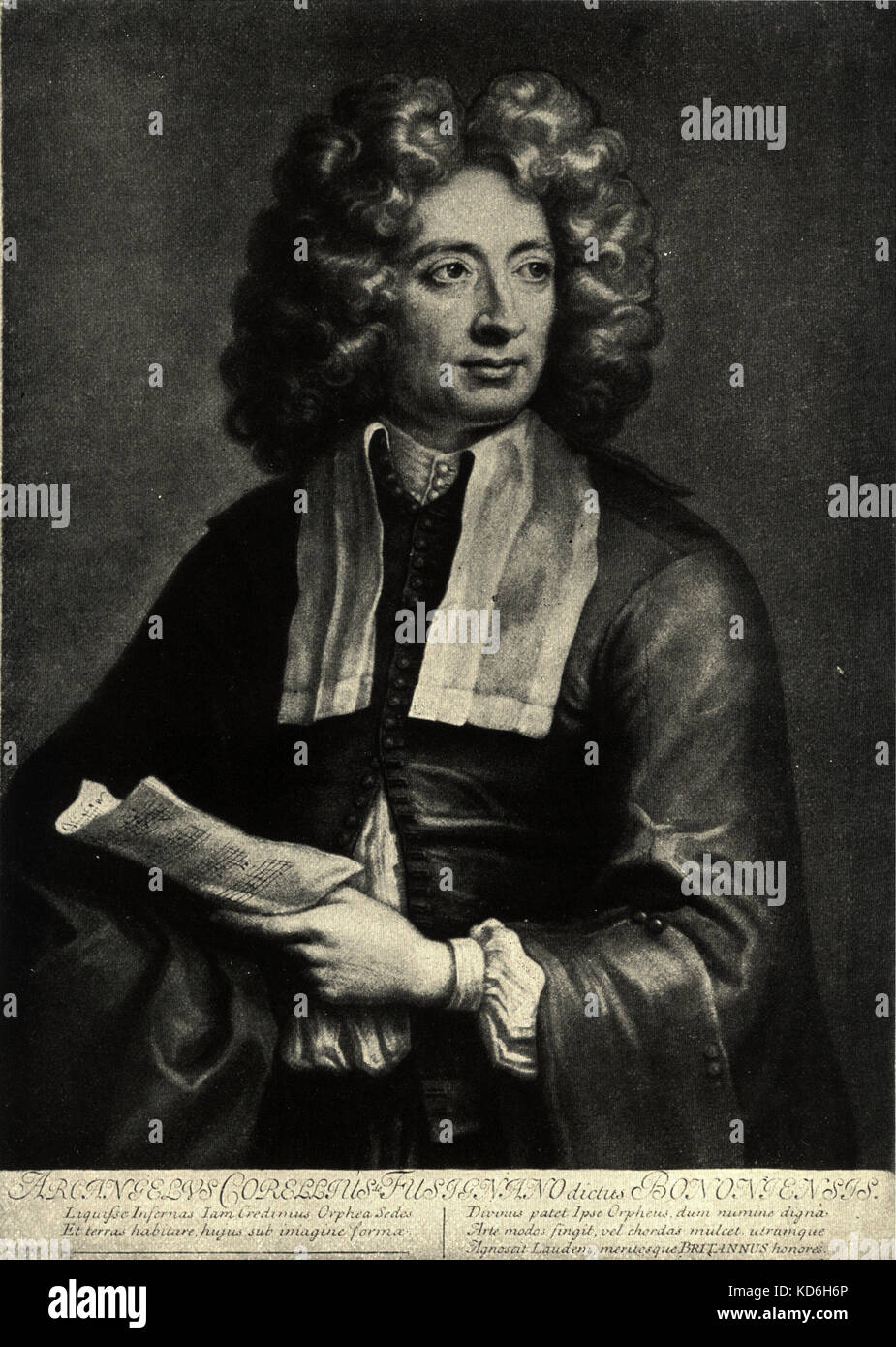Arcangelo Corelli holding score by John Smith, after H. Howard.          Italian composer & violinist, 1653-1713. Stock Photo