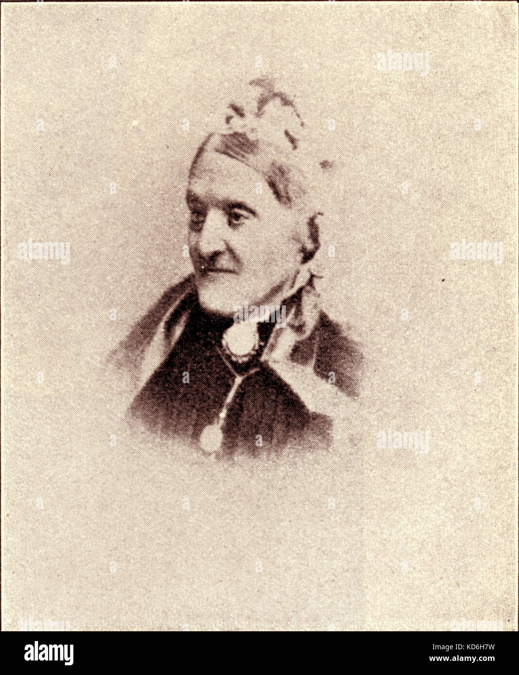Klementine Wieck (neé Fechner), Frederick Wieck's second wife and Clara Wieck's (later Schumann) stepmother. Clara Schumann: German pianist (1819-1896), wife of the composer, Robert Schumann. Stock Photo