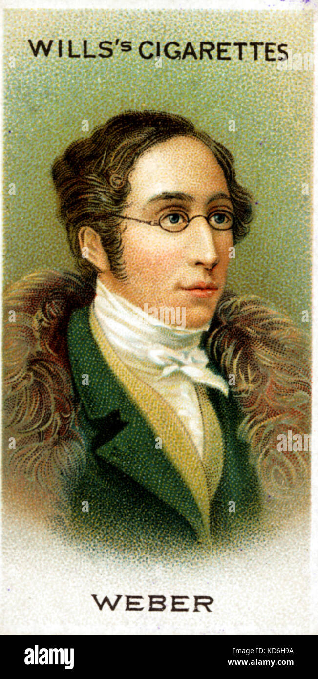 Carl Maria von Weber portrait on Wills's Cigarette card, published in London.      German composer and conductor (1786-1826). Stock Photo