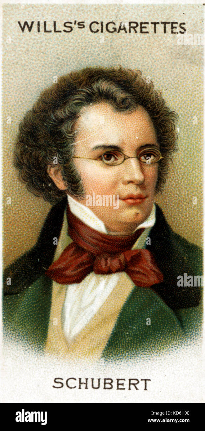 Franz Schubert portrait on Wills's Cigarettes Card published in London.      Austrian composer, 1797-1828. Cigarette Stock Photo