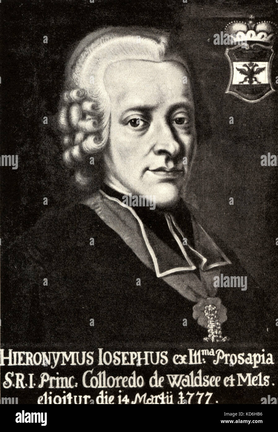 Hieronymus Graf (Count) von Colloredo. of Salzburg. Mozart