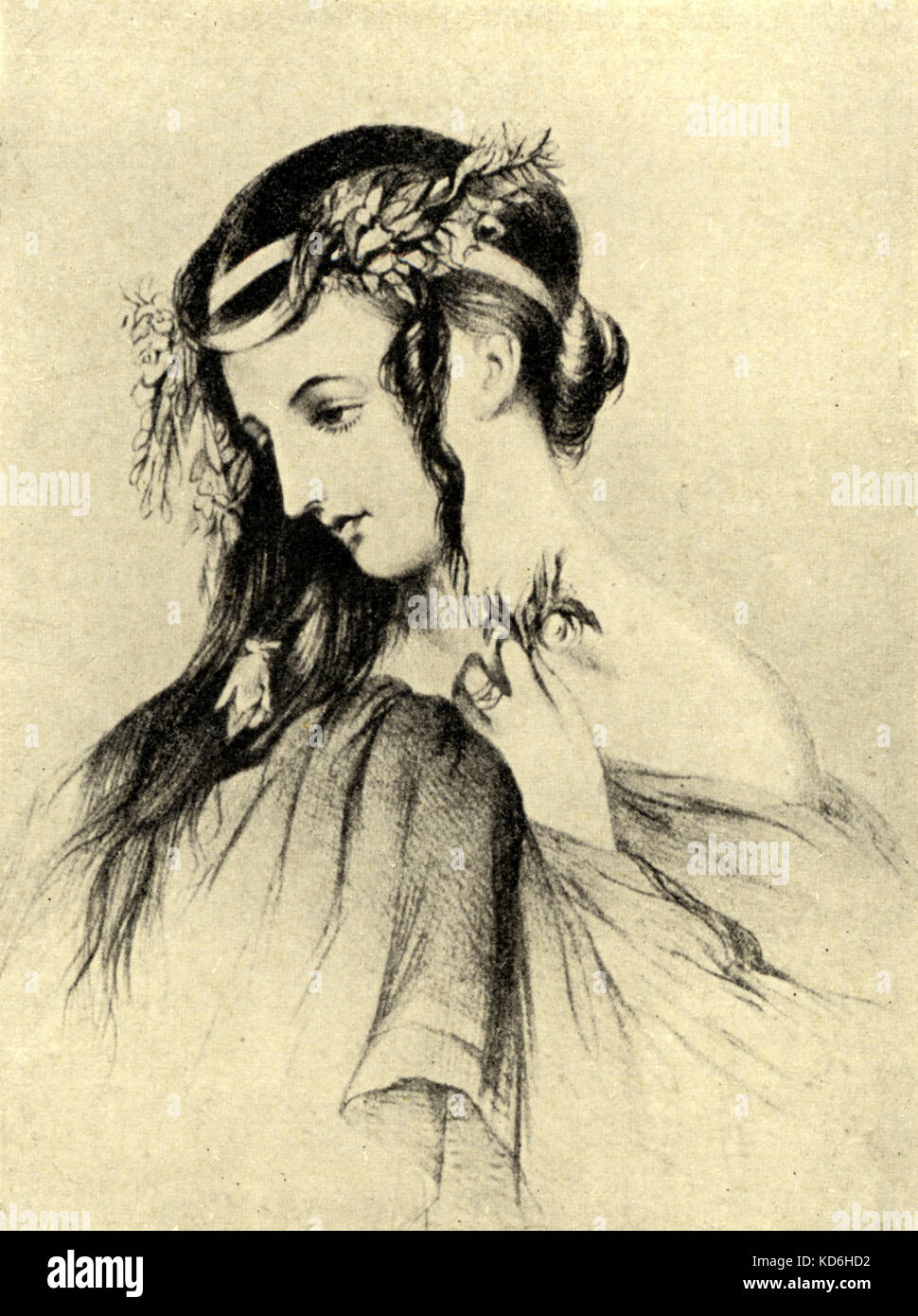 Berlioz' wife, Harriet Smithson, as Ophelia in Shakespeare's 'Hamlet'. Stock Photo