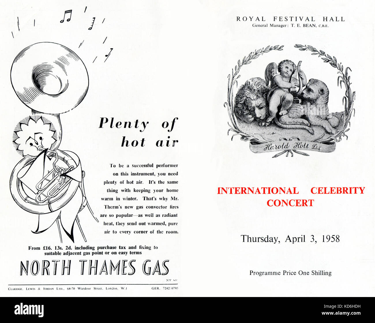 Royal Festival Hall programme cover for International celebrity concert
