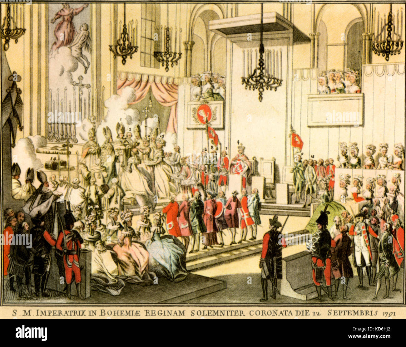 Coronation of  Leopold II's wife, Maria Louise in Prague in 1791.  Mozart's opera 'La Clemenza di Tito'  was composed  in honour of  the coronation of Leopold II. Stock Photo