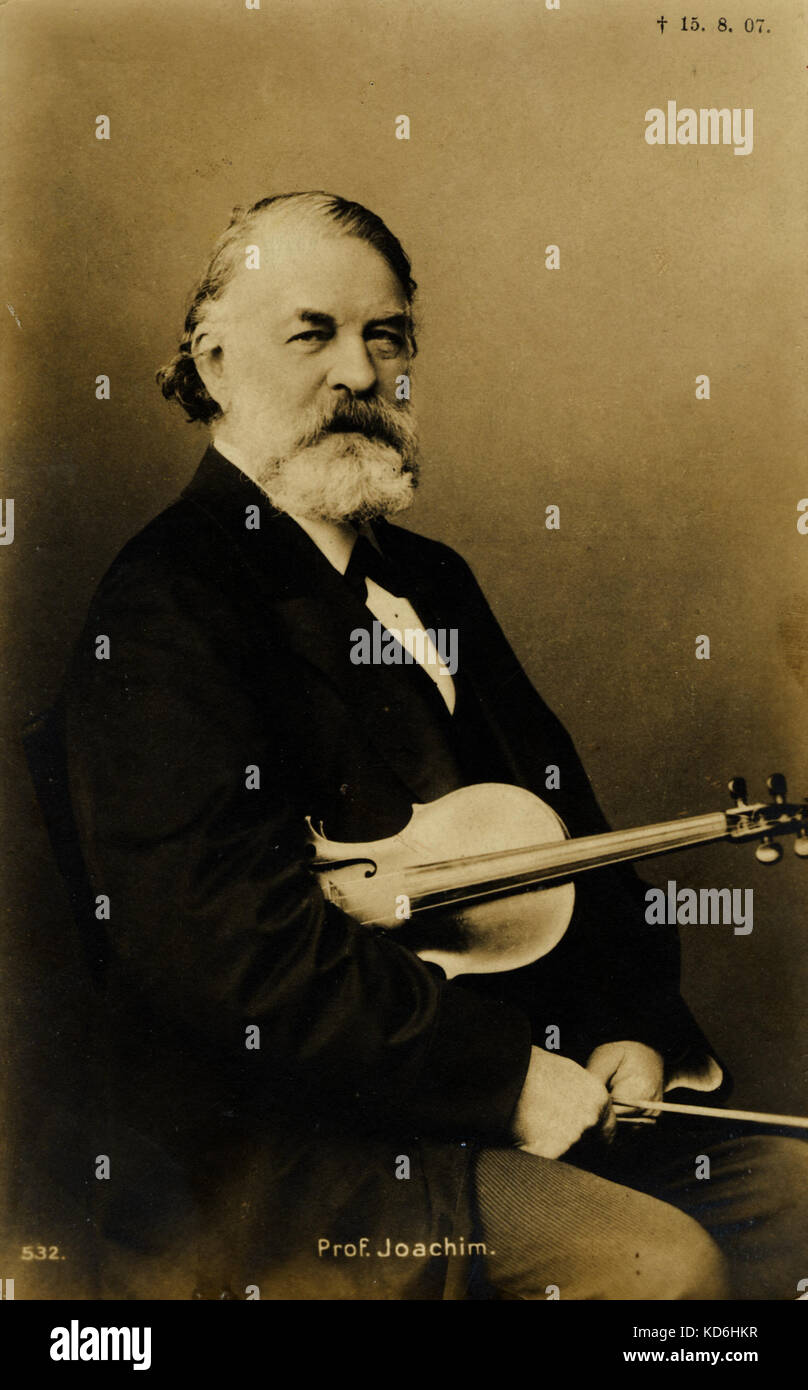 Joseph Joachim with violin. Hungarian (Germanised) violinist, composer