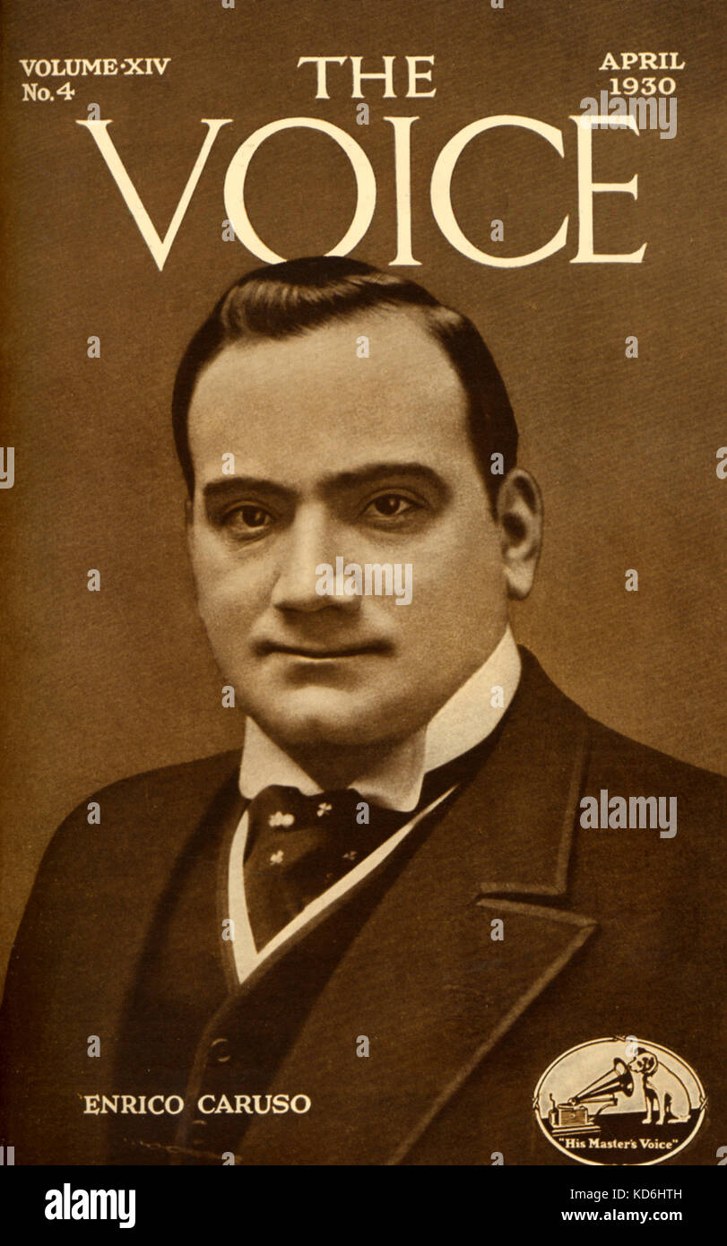 Enrico Caruso on cover of 'The Voice', Vol XIV, no.4, April 1930. Italian  tenor, 1873-1921. His Master's Voice Stock Photo - Alamy