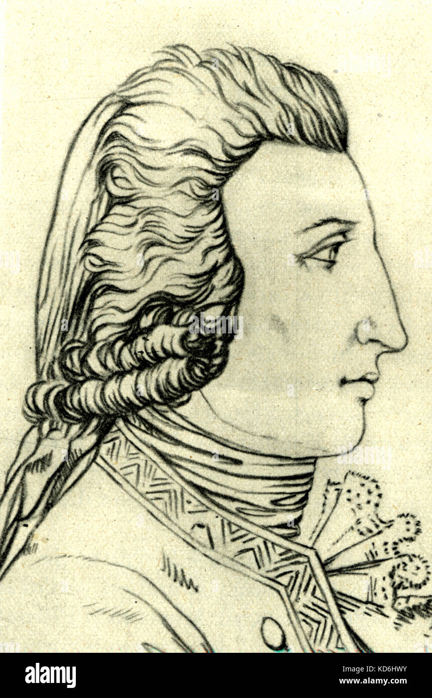 Baldassare Galuppi, profile,  Italian composer 1706-1785. Storia Della Musica, second volume, A. Della Corte. Stock Photo