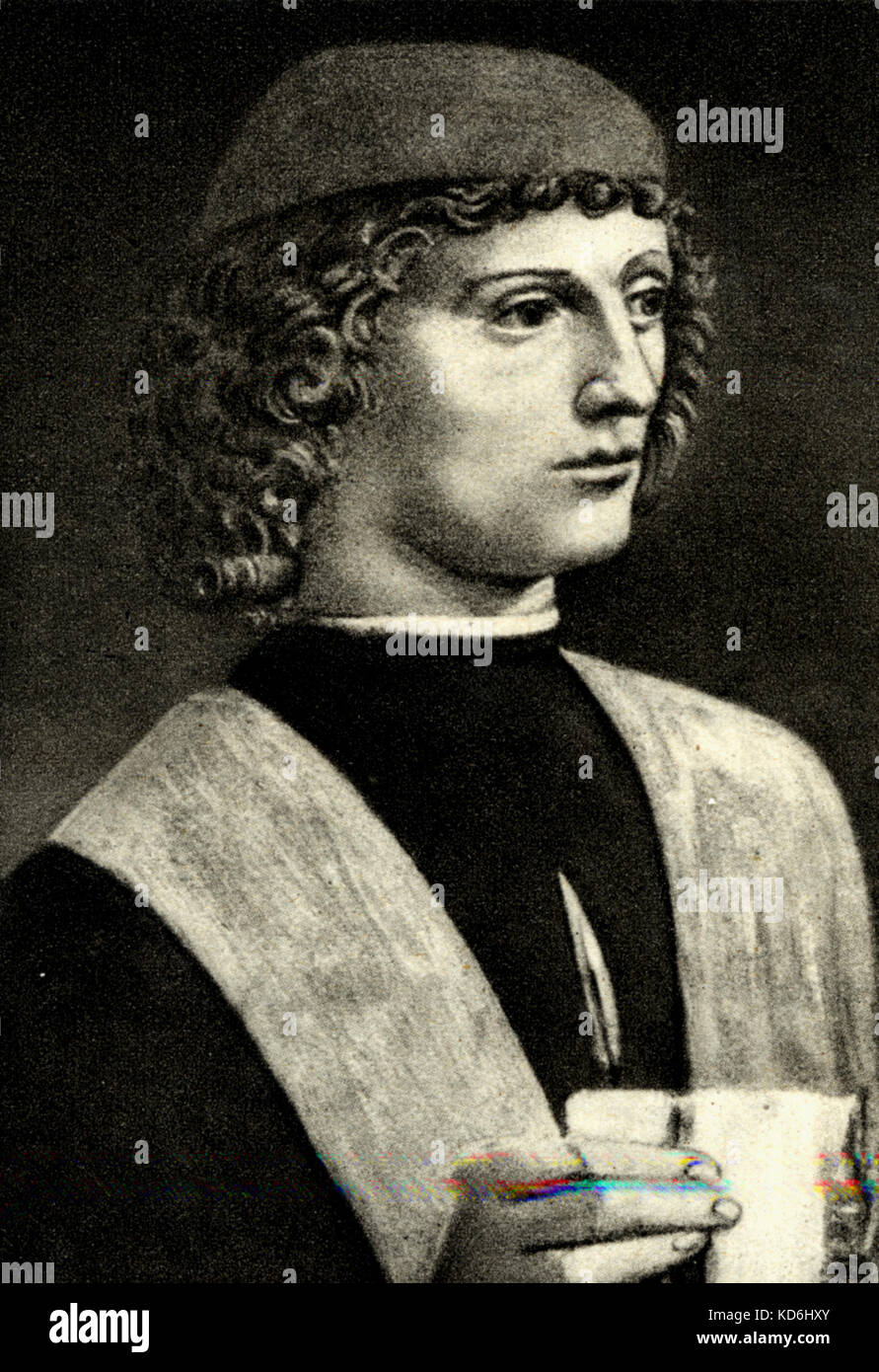 Franchino Gaffuri, celebrated Italian theorist. (also spelled Gaforio or Gaffurio), 1451-1522. Storia della Musica, Volume One, A. Della Corte, G. Pannain. Stock Photo