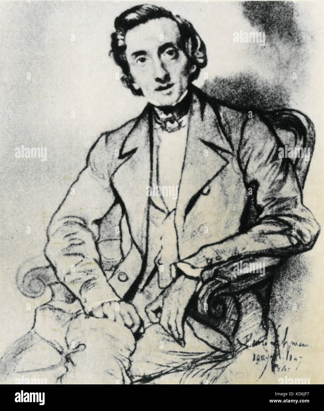 Frederic Chopin by Charles Henri Lehmann, 1847.  Polish composer, 1810-1849 Stock Photo