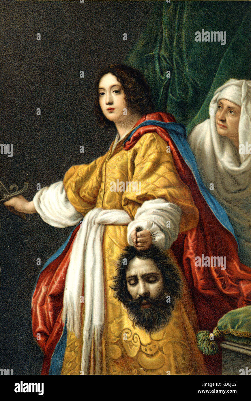 Judith holding head of Holofernes, after painting by Cristofano Allori.  Heroine and subject of operas/oratorios by BERG, GOOSSENS, SEROV, ARNE, PARRY, HONEGGER, VIVALDI, Handel. Stock Photo