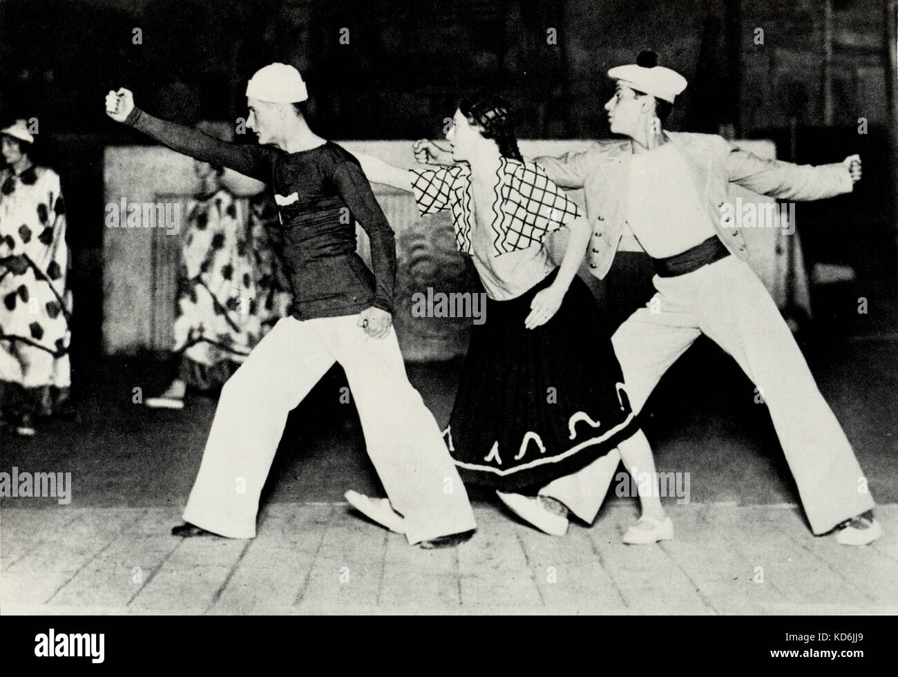 Georges Auric's ballet 'Les matelots' with Tadeo Slavinsky, Lydia Sokolova and Serge Lifar. From the original 1925 production, at the Coliseum, London. Ballets Russes de Diaghilev. Choreography by Massine. . Ballet Russe, Ballets Russes Stock Photo