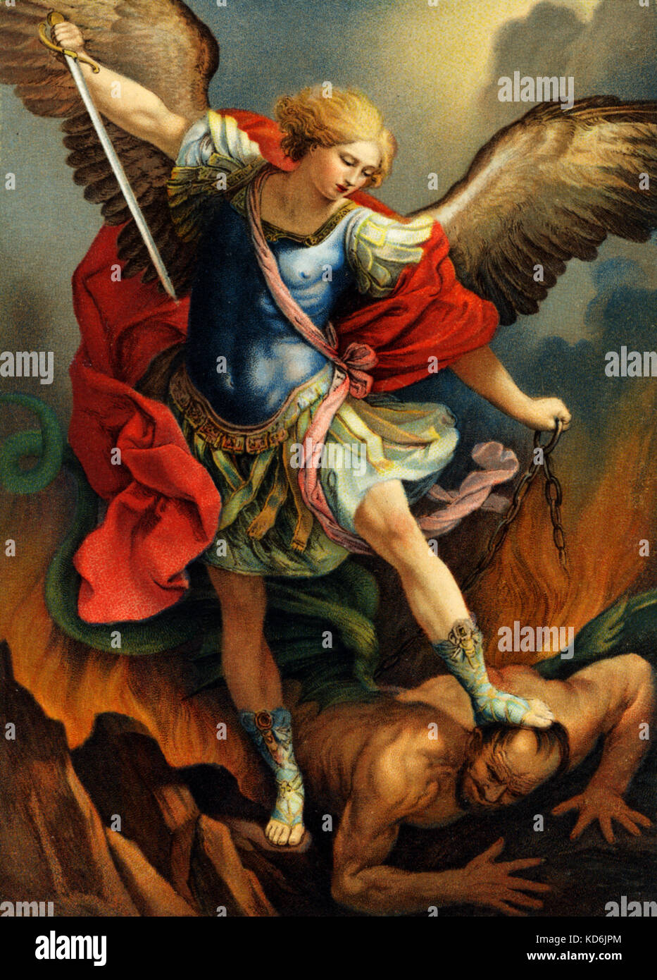The Archangel Michael Slaying The Devil Painting By Guido Reni Stock
