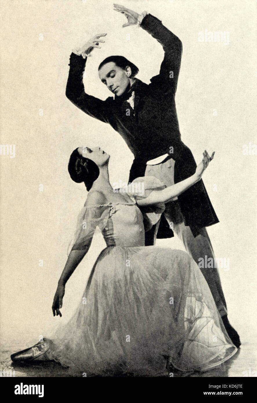 Berlioz's 'Symphonie Fantastique', scene with The Poet and His Beloved performed by Leonide Massine and Tamara Toumanova.  Choreography by Massine. French composer, 1803-1869. Stock Photo