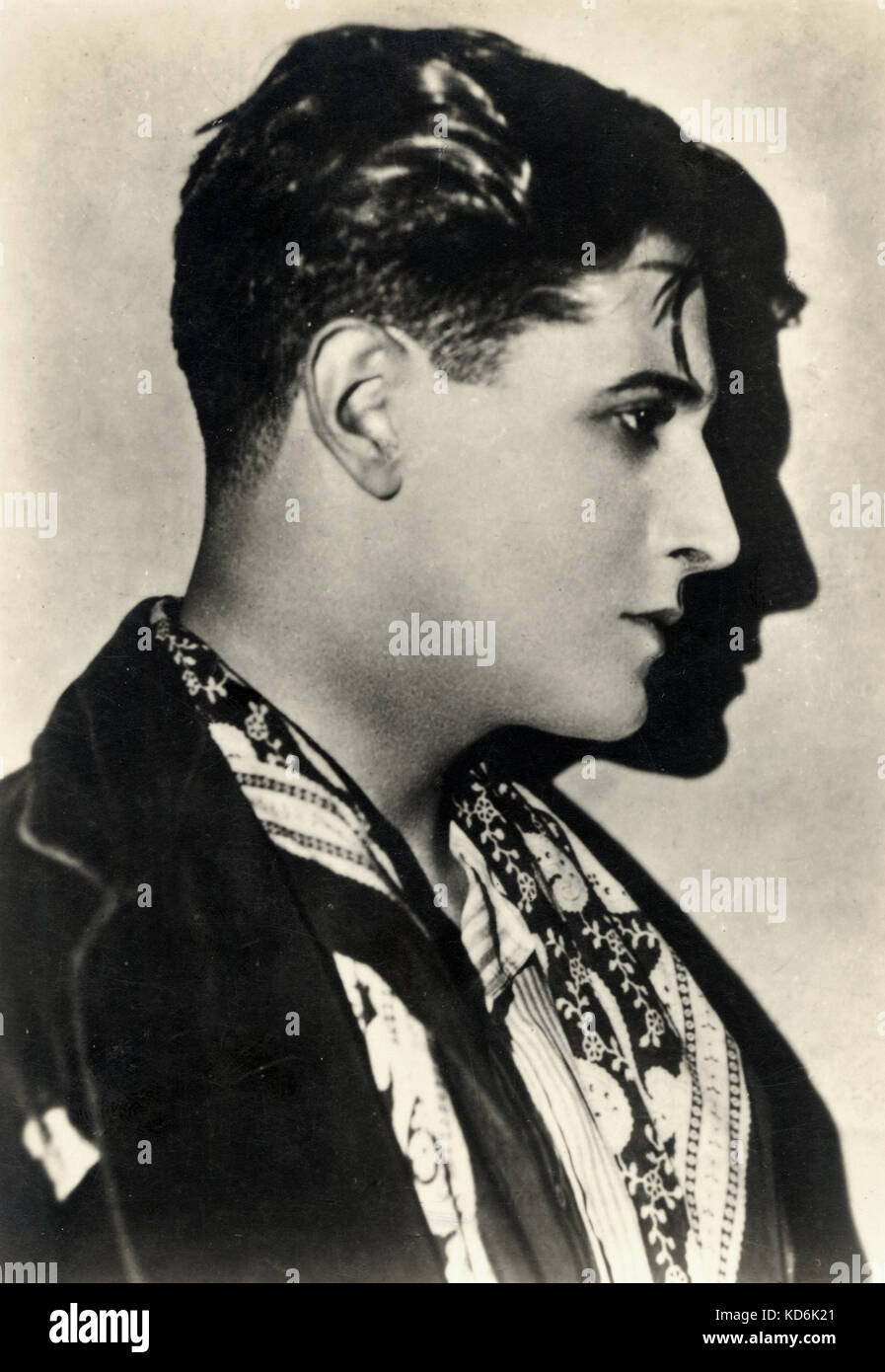 Ivor Novello, profile portrait.  British composer, author and actor, 1893-1951. W. & F. Film Service. Stock Photo