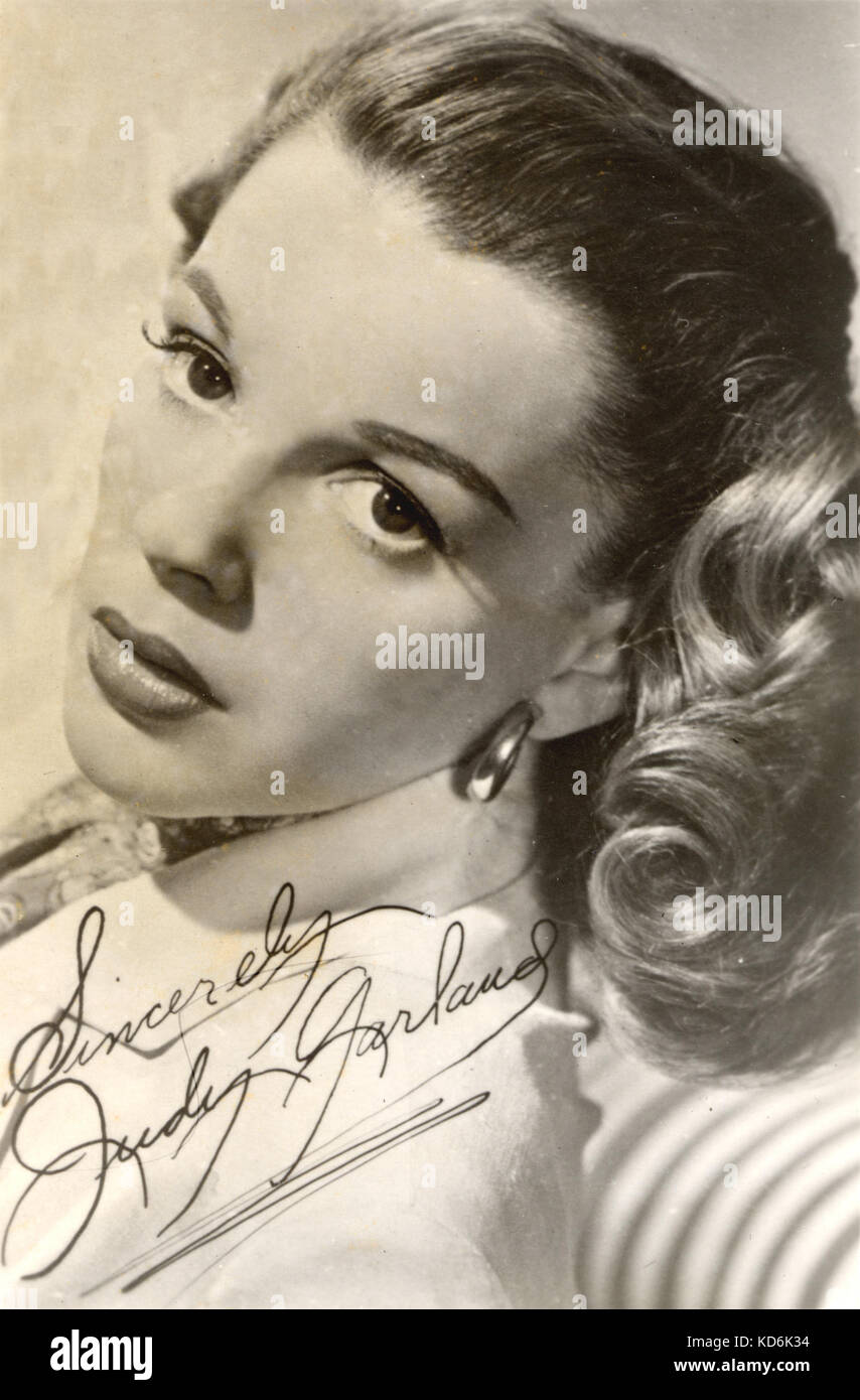 Judy Garland, signed studio portrait. Autograph. American singer and actress, 1922-1969. Stock Photo