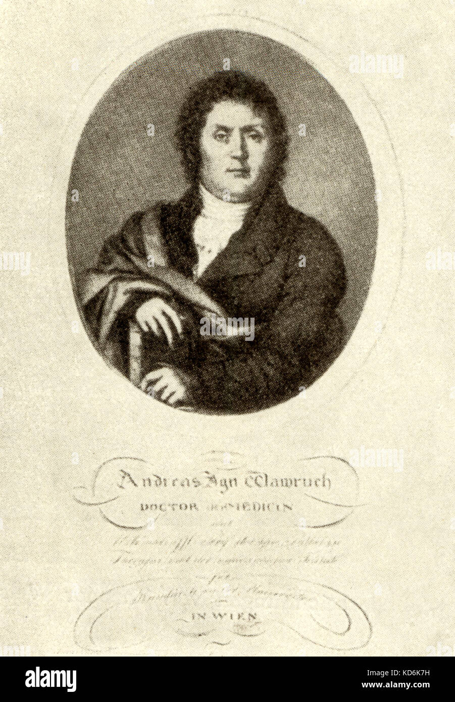 Dr. Andreas Ignaz Wawruch, Beethoven's doctor at the time of his final illness. Lithograph by Ziegler.  German composer, 1770-1827. Stock Photo