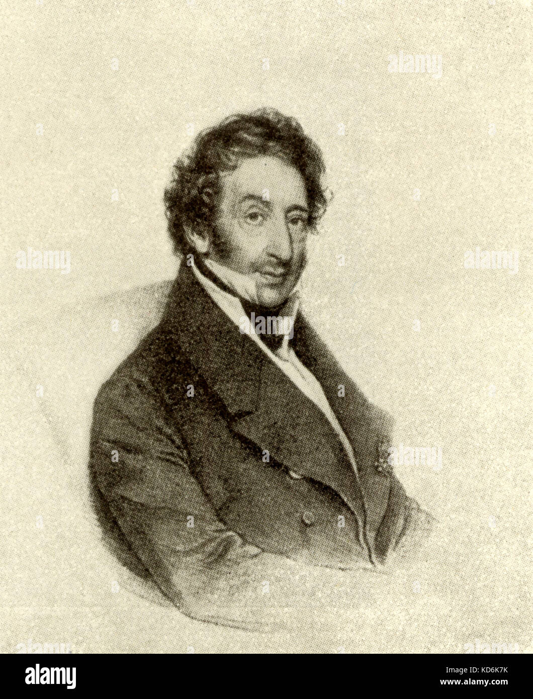 Dr. Johann von Malfatti, one of Beethoven's doctors at the time of his final illness. Lithograph by Kriehuber.  German composer, 1770-1827. Stock Photo