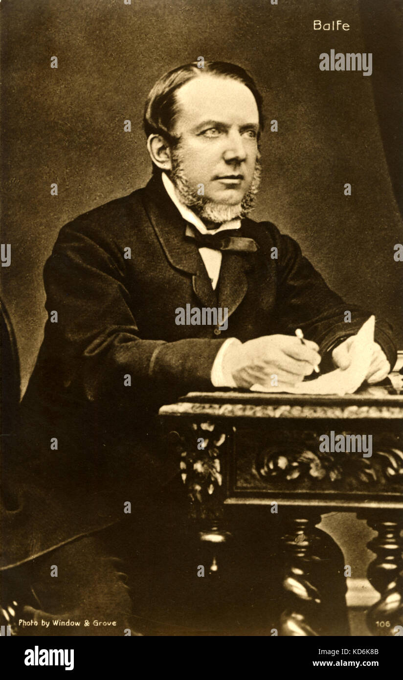 Michael W. Balfe Portrait of the composer at his desk. Irish composer, 1808-1870 Postcard Stock Photo