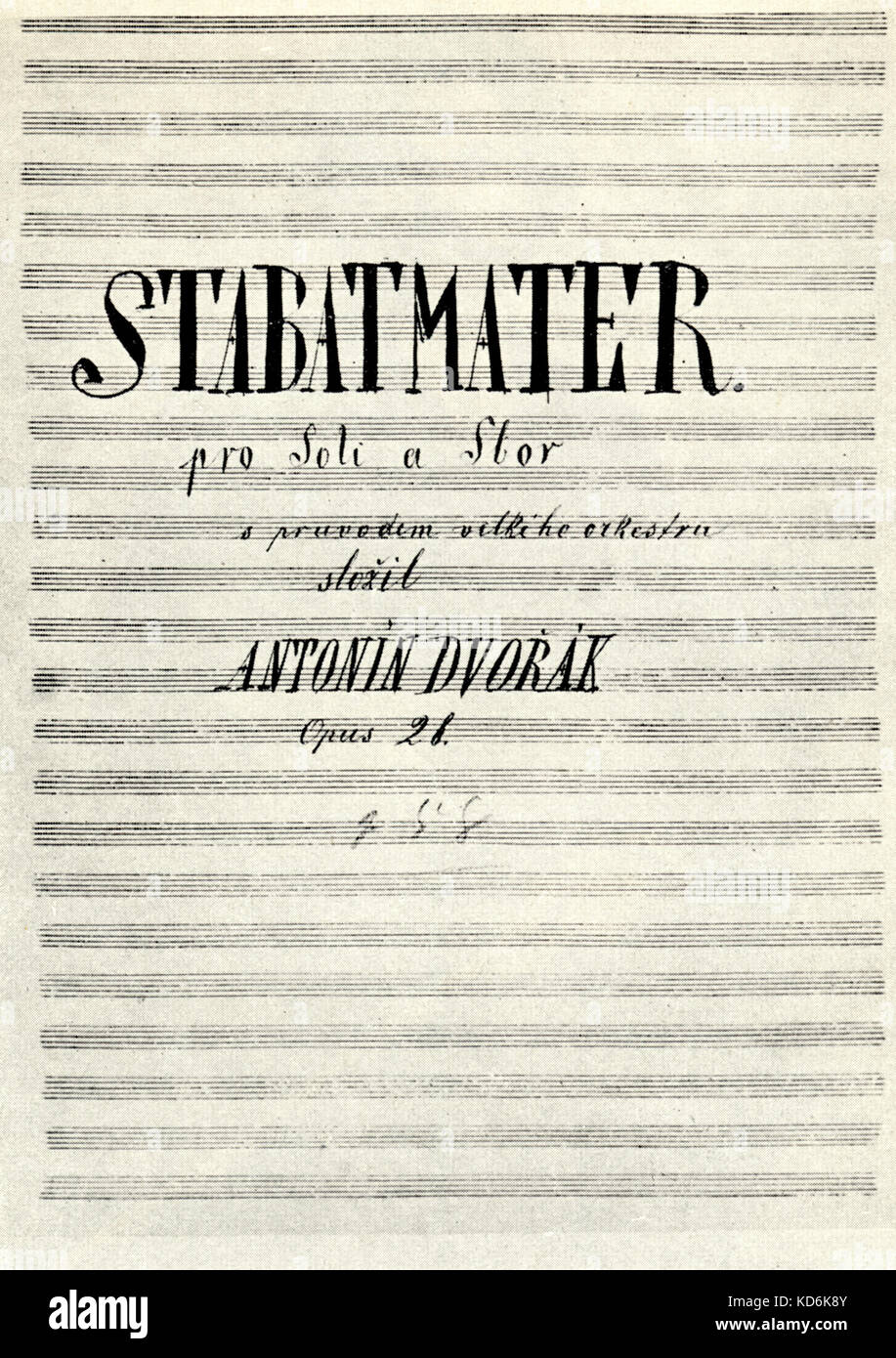 Antonin Dvorak's title page of Stabat Mater Czech composer (1841-1904 Stock  Photo - Alamy