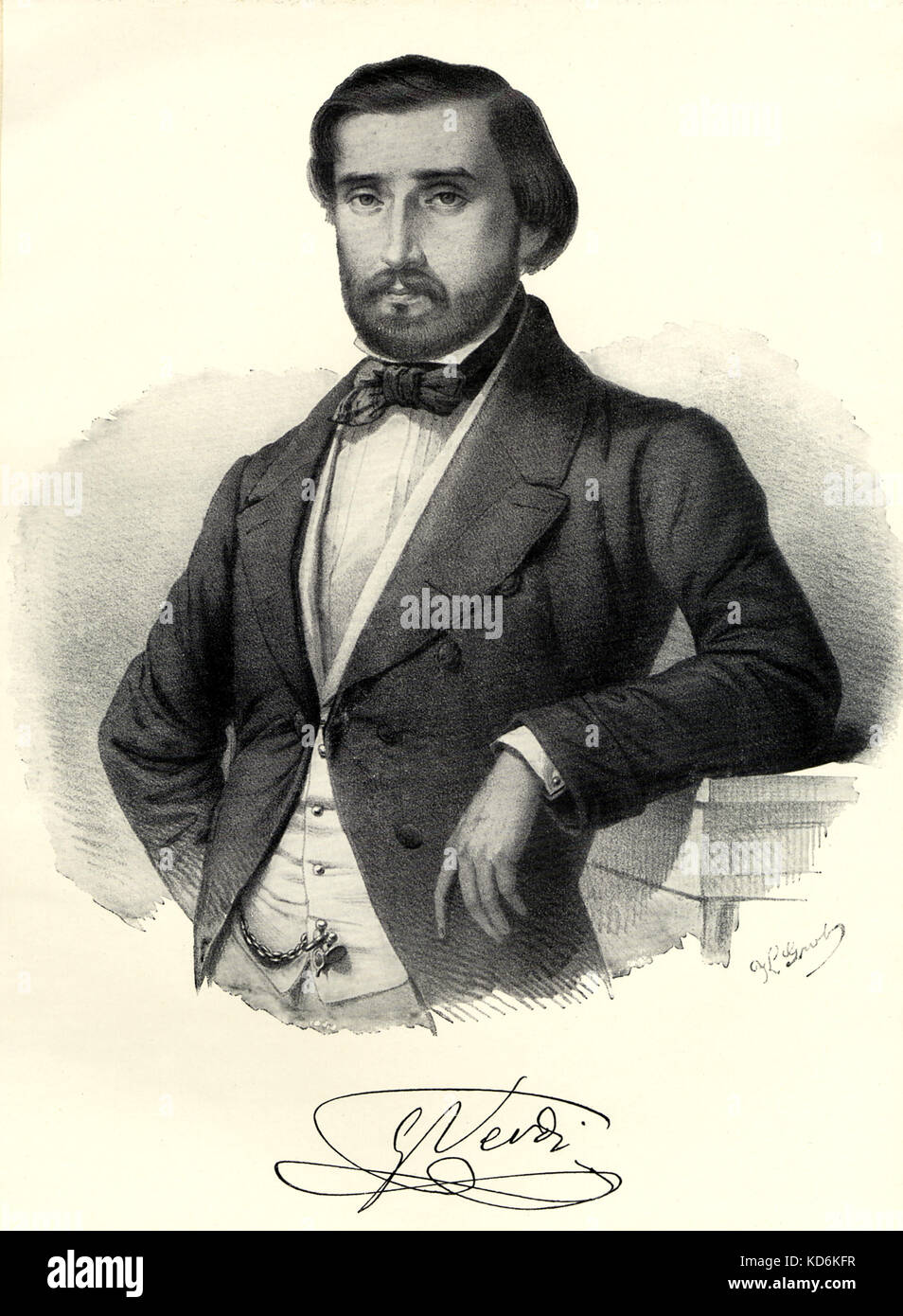 Guiseppe VERDI Portrait of the Italian composer. With Signature. Italian composer (1813-1901). Stock Photo
