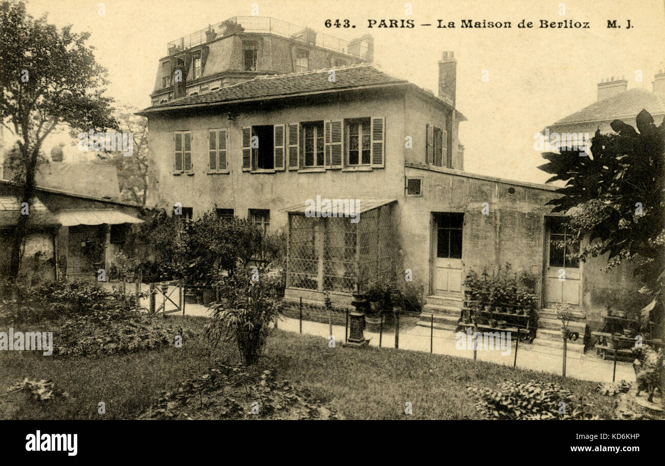 Hector Berlioz's home in Paris Early 20th century postcard. French composer, 11th December -1803 - 8th March 1869 Stock Photo