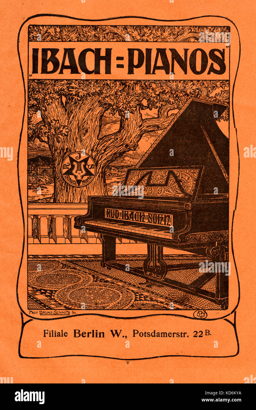 Ibach pianos - early 20th century advertisement. with Berlin address: Potsdamerstrasse 22B, Berlin West. Stock Photo